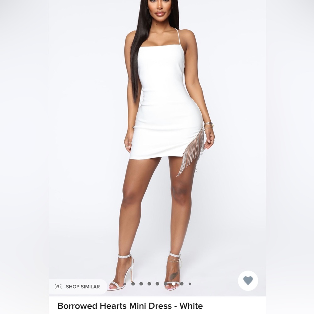(MOVING SALE) FASHION NOVA Borrowed Hearts Mini Dress - White XL